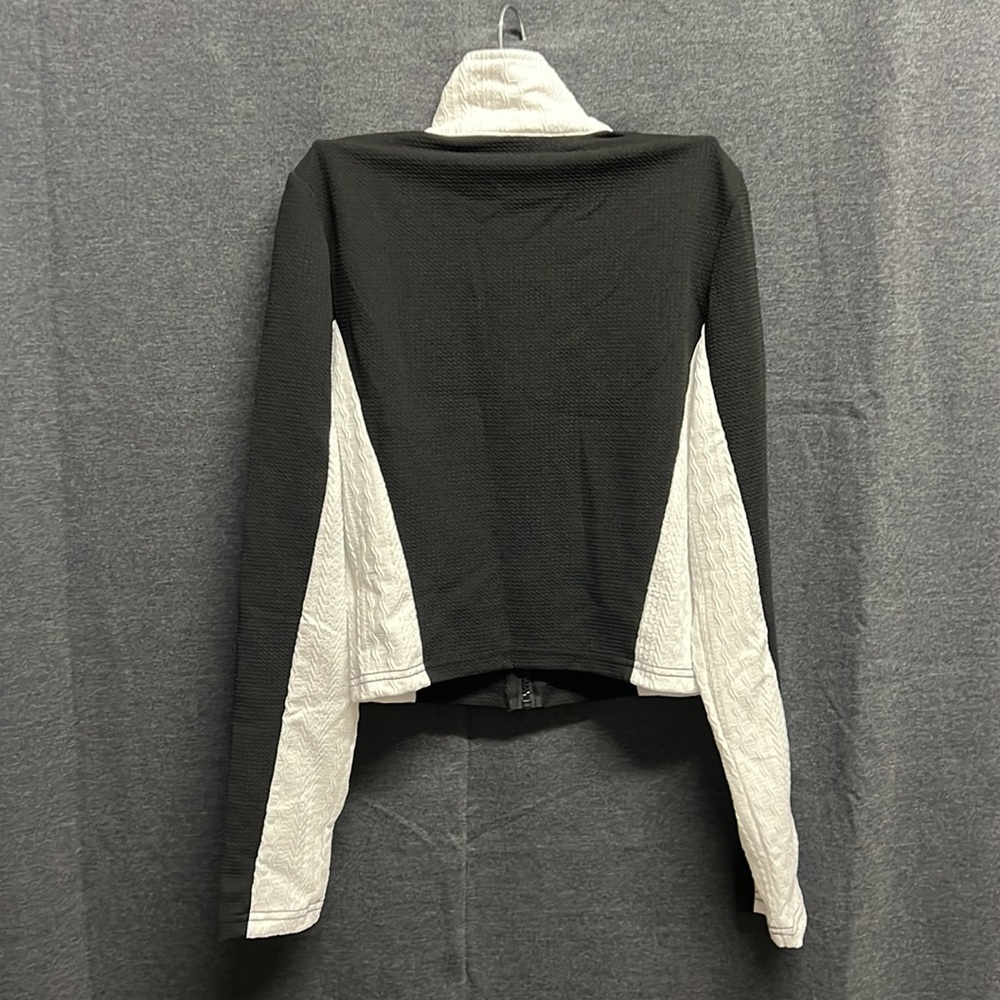 SHEIN EZwear Letter Graphic Two Tone Zip Up Crop Jacket - Small - Picture 5 of 11